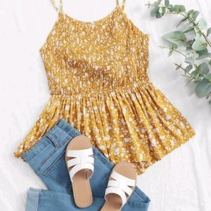 Mustard floral tank top